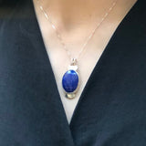 Lapis Pendant, Lapis Lazuli Pendant, Natural Lapis, December Pendant, Blue Oval Pendant, Unique Stone Pendant, Blue Pendant, Silver Pendant