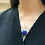 Lapis Pendant, Lapis Lazuli Pendant, Natural Lapis, December Pendant, Blue Oval Pendant, Unique Stone Pendant, Blue Pendant, Silver Pendant