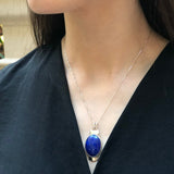 Lapis Pendant, Lapis Lazuli Pendant, Natural Lapis, December Pendant, Blue Oval Pendant, Unique Stone Pendant, Blue Pendant, Silver Pendant