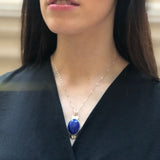 Lapis Pendant, Lapis Lazuli Pendant, Natural Lapis, December Pendant, Blue Oval Pendant, Unique Stone Pendant, Blue Pendant, Silver Pendant