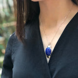 Lapis Pendant, Lapis Lazuli Pendant, Natural Lapis, December Pendant, Blue Oval Pendant, Unique Stone Pendant, Blue Pendant, Silver Pendant