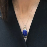 Lapis Pendant, Lapis Lazuli Pendant, Natural Lapis, December Pendant, Blue Oval Pendant, Unique Stone Pendant, Blue Pendant, Silver Pendant