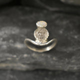 Rutilated Quartz Ring, Natural Opal Ring, Fire Opal Ring, Two Stone Ring, October Birthstone Ring, Unique Silver Ring, Rare by Adina
