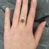 Rutilated Quartz Ring, Natural Opal Ring, Fire Opal Ring, Two Stone Ring, October Birthstone Ring, Unique Silver Ring, Rare by Adina