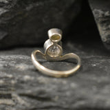 Rutilated Quartz Ring, Natural Opal Ring, Fire Opal Ring, Two Stone Ring, October Birthstone Ring, Unique Silver Ring, Rare by Adina