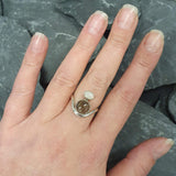Rutilated Quartz Ring, Natural Opal Ring, Fire Opal Ring, Two Stone Ring, October Birthstone Ring, Unique Silver Ring, Rare by Adina