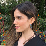 Rainbow Earrings, Topaz Earrings, Natural Stones, Gemstone Earrings, Statement Earrings, Unique Long Earrings, Emerald Earrings, Ruby