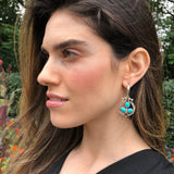 Turquoise Earrings, Natural Turquoise, Turquoise Drop Earrings, Statement Earrings, Arizona Turquoise, Long Silver Earrings, Blue Turquoise