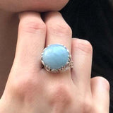 Statement Ring, Aquamarine Ring, Natural Aquamarine, Large Aquamarine Ring, March Birthstone Ring, Silver Artistic Ring, Solid Silver Ring