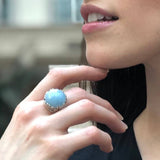 Statement Ring, Aquamarine Ring, Natural Aquamarine, Large Aquamarine Ring, March Birthstone Ring, Silver Artistic Ring, Solid Silver Ring