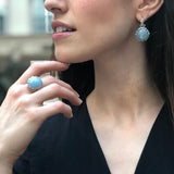 Statement Ring, Aquamarine Ring, Natural Aquamarine, Large Aquamarine Ring, March Birthstone Ring, Silver Artistic Ring, Solid Silver Ring