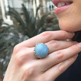 Statement Ring, Aquamarine Ring, Natural Aquamarine, Large Aquamarine Ring, March Birthstone Ring, Silver Artistic Ring, Solid Silver Ring