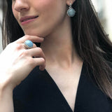 Statement Ring, Aquamarine Ring, Natural Aquamarine, Large Aquamarine Ring, March Birthstone Ring, Silver Artistic Ring, Solid Silver Ring