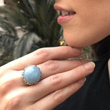 Statement Ring, Aquamarine Ring, Natural Aquamarine, Large Aquamarine Ring, March Birthstone Ring, Silver Artistic Ring, Solid Silver Ring