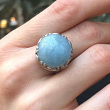 Statement Ring, Aquamarine Ring, Natural Aquamarine, Large Aquamarine Ring, March Birthstone Ring, Silver Artistic Ring, Solid Silver Ring