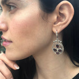 Harps Earrings, Natural Garnet, Vintage Earrings, January Birthstone, Garnet Earrings, Long Earrings, Heavy Earrings, Solid Silver Earrings