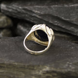Blue Sandstone Ring, Statement Ring, Vintage Ring, Large Sandstone, Cocktail Ring, Big Round Ring, Chunky Ring, Dark Ring, Solid Silver Ring
