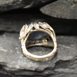 Leaf Ring, Kyanite Ring, Natural Kyanite, Horizontal Ring, Unique Artistic Ring, Blue Vintage Ring, Silver Leaf Ring, Solid Silver Ring