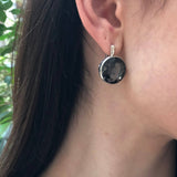 Green Earrings, Green Diamond, Created Diamond, Mint Diamond Earrings, Vintage Earrings, Antique Earrings, Big Earrings, 925 Silver Earrings