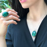 Large Malachite Ring, Vintage Ring, Statement Ring, Heavy Ring, Natural Malachite, Tall Ring, Chunky Ring, Green Ring, Solid Silver Ring