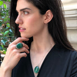 Large Malachite Ring, Vintage Ring, Statement Ring, Heavy Ring, Natural Malachite, Tall Ring, Chunky Ring, Green Ring, Solid Silver Ring