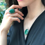 Large Malachite Ring, Vintage Ring, Statement Ring, Heavy Ring, Natural Malachite, Tall Ring, Chunky Ring, Green Ring, Solid Silver Ring