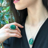 Large Malachite Ring, Vintage Ring, Statement Ring, Heavy Ring, Natural Malachite, Tall Ring, Chunky Ring, Green Ring, Solid Silver Ring