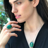 Large Malachite Ring, Vintage Ring, Statement Ring, Heavy Ring, Natural Malachite, Tall Ring, Chunky Ring, Green Ring, Solid Silver Ring