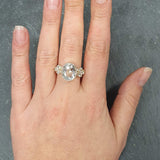 Large Topaz Ring, Natural Topaz, White Topaz Ring, Victorian Ring, December Birthstone, Vintage Ring, White Diamond Ring, Solid Silver Ring
