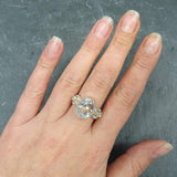 Large Topaz Ring, Natural Topaz, White Topaz Ring, Victorian Ring, December Birthstone, Vintage Ring, White Diamond Ring, Solid Silver Ring