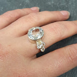 Large Topaz Ring, Natural Topaz, White Topaz Ring, Victorian Ring, December Birthstone, Vintage Ring, White Diamond Ring, Solid Silver Ring