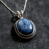 Blue Statement Pendant - Natural Kyanite Necklace - Large Vintage Necklace