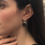 Smoky Topaz Earrings, Natural Smoky Topaz Earrings, Large Topaz Earrings, December Birthstone Earrings, Round Silver Earrings, Rare by Adina