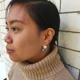 Multistone Earrings, Opal Earrings, Tanzanite Earrings, Flower Earrings, 2 Stone Earrings, Heavy Earrings, 2 Stone Studs, Silver Earrings