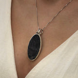 Sandstone Pendant, Natural Sandstone, Sagittarius Birthstone, Blue Oval Pendant, Statement Pendant, Sagittarius Pendant, 925 Silver Pendant