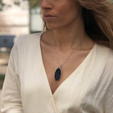 Sandstone Pendant, Natural Sandstone, Sagittarius Birthstone, Blue Oval Pendant, Statement Pendant, Sagittarius Pendant, 925 Silver Pendant