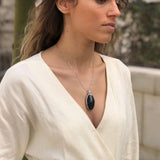 Sandstone Pendant, Natural Sandstone, Sagittarius Birthstone, Blue Oval Pendant, Statement Pendant, Sagittarius Pendant, 925 Silver Pendant