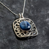 Kyanite Pendant, Blue Kyanite, Natural Kyanite, Blue Kyanite Pendant, Artistic Pendant, Rectangle Pendant, Statement Pendant,Artistic Silver