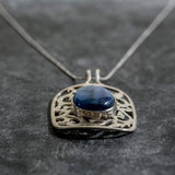 Kyanite Pendant, Blue Kyanite, Natural Kyanite, Blue Kyanite Pendant, Artistic Pendant, Rectangle Pendant, Statement Pendant,Artistic Silver