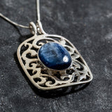 Kyanite Pendant, Blue Kyanite, Natural Kyanite, Blue Kyanite Pendant, Artistic Pendant, Rectangle Pendant, Statement Pendant,Artistic Silver