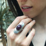 Ruby Ring, Natural Ruby Ring, July Birthstone Ring, Silver Feather Ring, Large Ruby Ring, July Ring, Statement Ring, Solid Silver Ring, Ruby