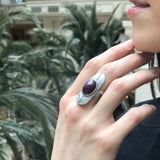 Ruby Ring, Natural Ruby Ring, July Birthstone Ring, Silver Feather Ring, Large Ruby Ring, July Ring, Statement Ring, Solid Silver Ring, Ruby