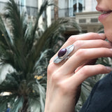 Ruby Ring, Natural Ruby Ring, July Birthstone Ring, Silver Feather Ring, Large Ruby Ring, July Ring, Statement Ring, Solid Silver Ring, Ruby
