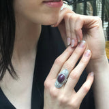 Ruby Ring, Natural Ruby Ring, July Birthstone Ring, Silver Feather Ring, Large Ruby Ring, July Ring, Statement Ring, Solid Silver Ring, Ruby