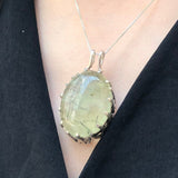 Large Prehnite Pendant, Natural Prehnite, Celtic Silver Pendant, Statement Pendant, Chunky Pendant, Heavy Pendant, Solid Silver Pendant