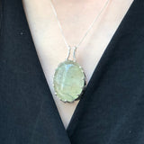 Large Prehnite Pendant, Natural Prehnite, Celtic Silver Pendant, Statement Pendant, Chunky Pendant, Heavy Pendant, Solid Silver Pendant