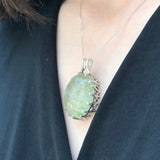 Large Prehnite Pendant, Natural Prehnite, Celtic Silver Pendant, Statement Pendant, Chunky Pendant, Heavy Pendant, Solid Silver Pendant
