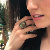 Green Statement Ring, Real Labradorite, Large Labradorite Ring, Smoky Green Cocktail Ring, Vintage Oval Ring, Rare Ring Gift, Rare By Adina