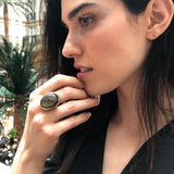 Green Statement Ring, Real Labradorite, Large Labradorite Ring, Smoky Green Cocktail Ring, Vintage Oval Ring, Rare Ring Gift, Rare By Adina