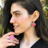 Rhodochrosite Earrings, Vintage Earrings, Pink Boho Earrings, Statement Earrings, Raspberry Pink Earrings, Antique Earrings, Silver Earrings